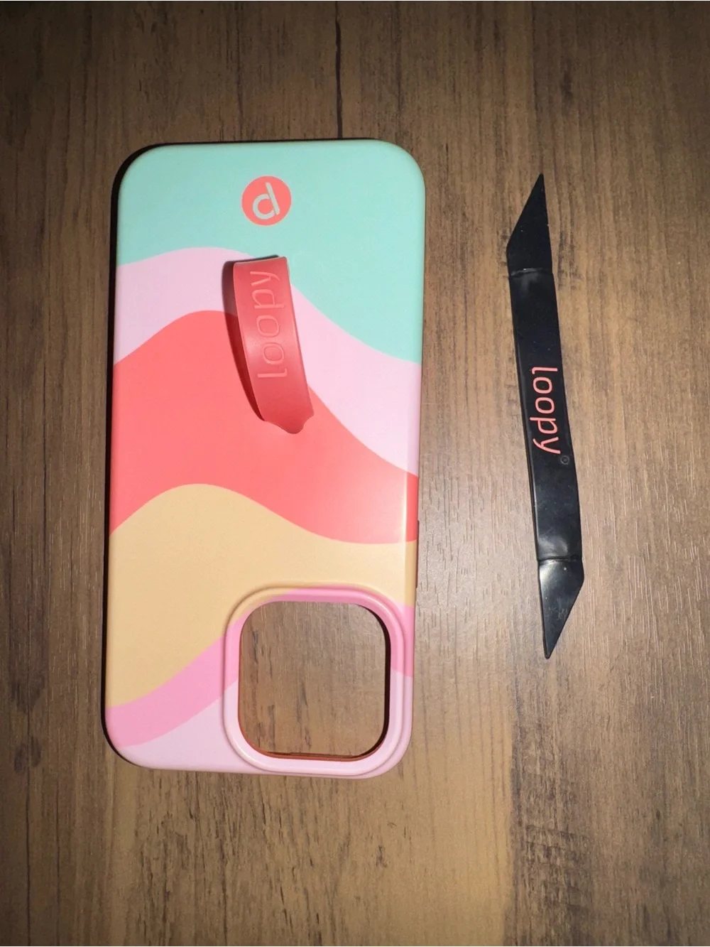 iPhone 15 pro max Loopy Case Pastel Pink Coral Cream & Mint Wave Phone Case